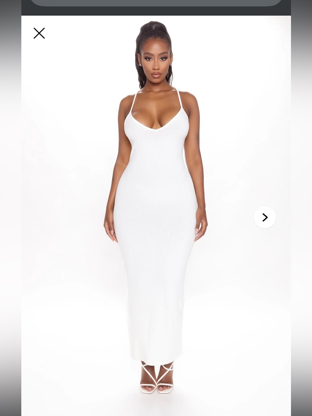 Fashion Nova white Ribbed Maxi Slip Dress